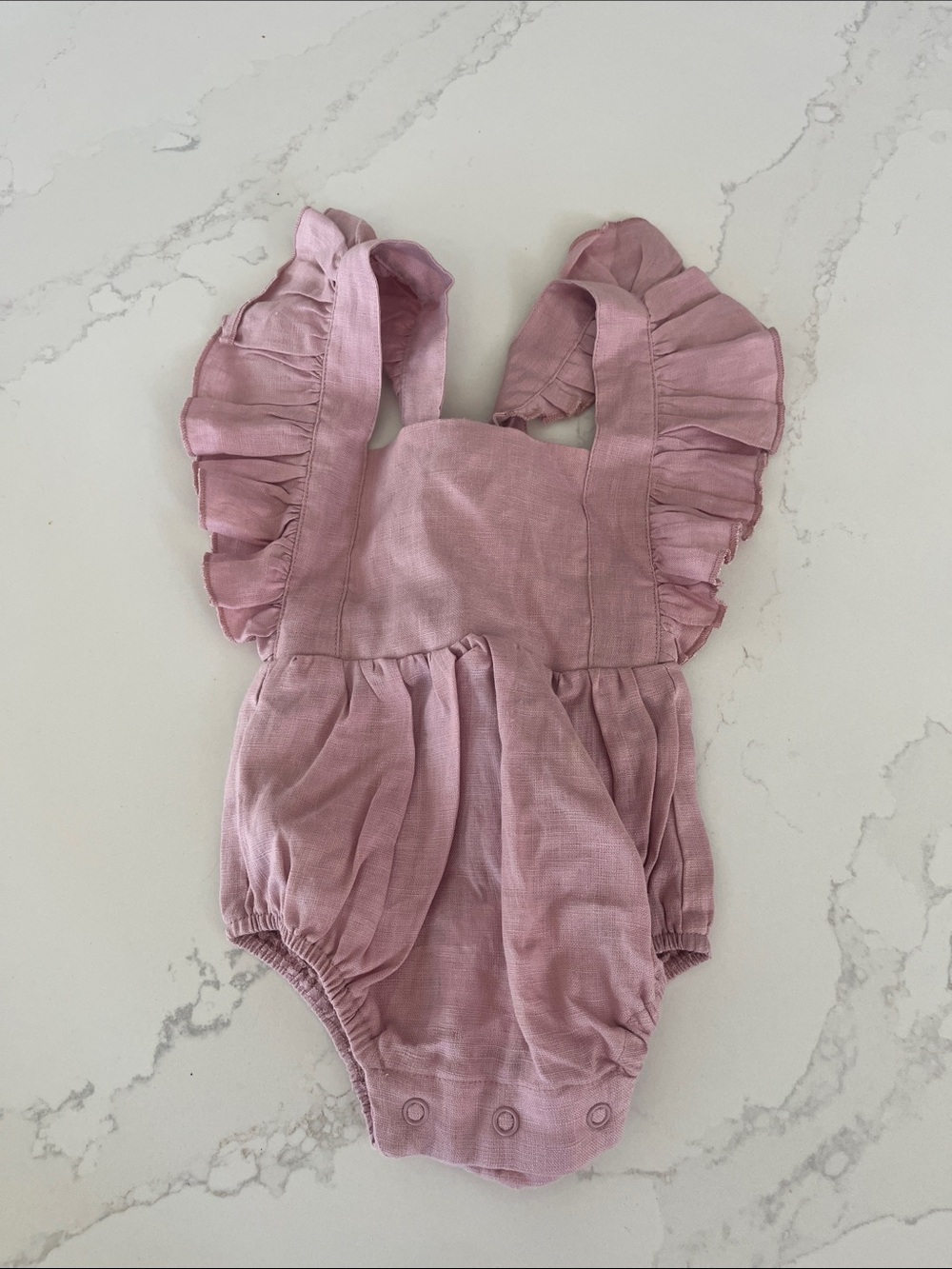Girls' 3-6M Pink Ruffle One-Piece Romper